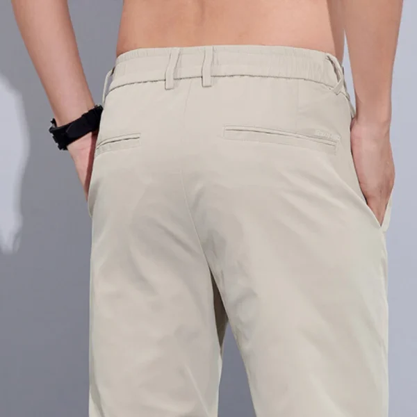 Men's Business-Casual Tailored Slim-Fit Solid Color Trousers with an Elastic Waistband - Image 3