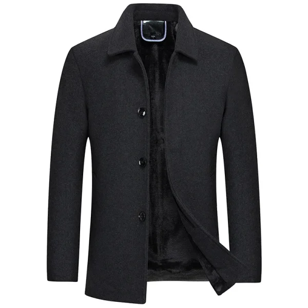 New Men's Cashmere Trench Coats, Warm Winter Fleece Coats, and High-Quality Solid Men's Business Casual Wool Outwear - Image 4