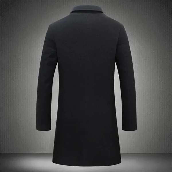 Fall and Winter Long Woolen Trench Coats for Men in Solid England Style Coat Turn Down Collar Warm Men's Clothes Smart Casual Wool Blends - Image 5