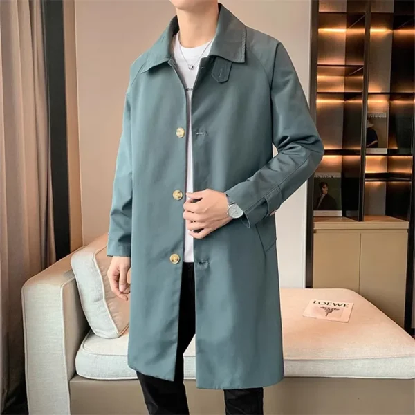 Men's Korean-style turn-down collar, business casual, windbreaker, and long-sleeved, youthful coat for spring and autumn - Image 3
