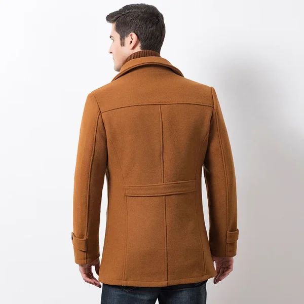 Men's Fashion Business Medium Solid Thicken Slim Windbreaker Overcoat Jacket in Casual Wool Trench Coat for Winter - Image 3