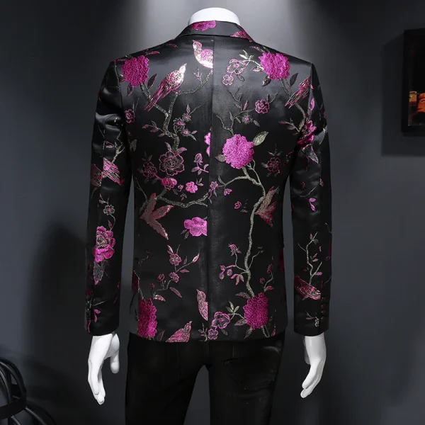 Wedding Banquet Club Party Dress Singers: New Vintage Luxurious Jacquard Floral Suit Jacket for Men Men's Tuxedo Slim Fit Blazers - Image 2
