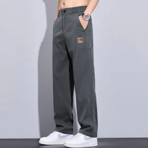 Men's Elastic Waistband Relaxed-Fit Casual Pants with Cool-Touch Fabric for Everyday Comfort and Easy Style