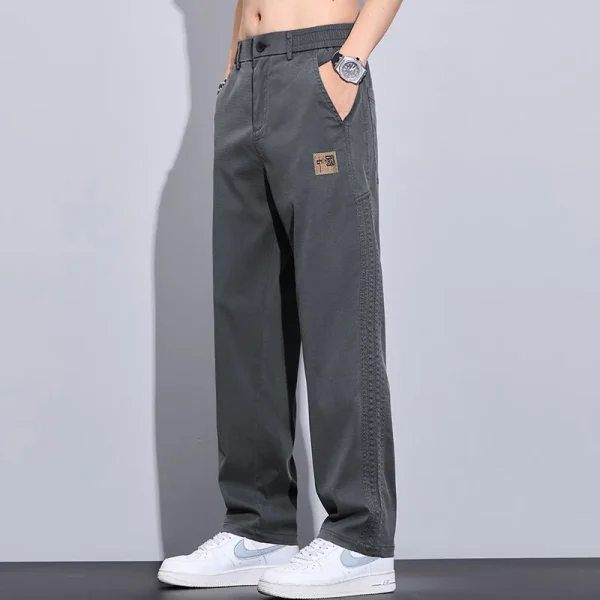 Men's Elastic Waistband Relaxed-Fit Casual Pants with Cool-Touch Fabric for Everyday Comfort and Easy Style