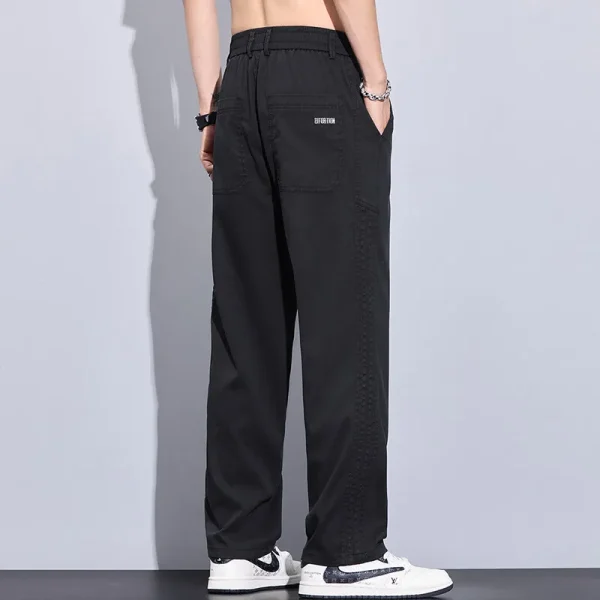 Men's Elastic Waistband Relaxed-Fit Casual Pants with Cool-Touch Fabric for Everyday Comfort and Easy Style - Image 3