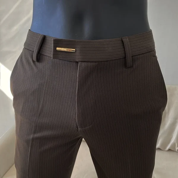 2025 Spring Fashion Striped Suit Pants for Men Korean Stylish Slim-Fit Tight Trousers for Men's Social Casual, Business, and Office Wear - Image 4