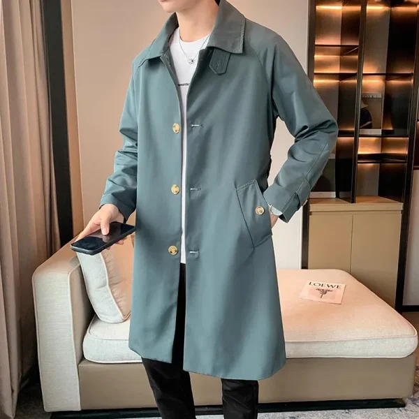 Men's Korean-style turn-down collar, business casual, windbreaker, and long-sleeved, youthful coat for spring and autumn - Image 4