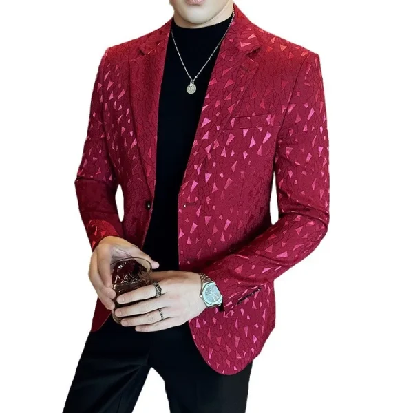 Fashion Slim Casual Tuxedo Formal Wedding Groom Men's Clothes Elegant Jacquard Suit Jackets for Men in Spring 2025 - Image 6