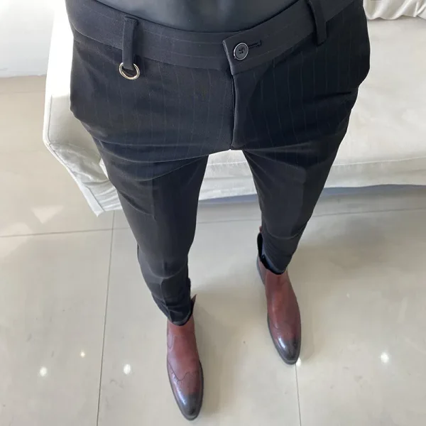 Stretch Slim Formal Trousers Men's Fashion Casual Business Office Dress Pants Men's Striped Suit Trousers 2025 Spring New