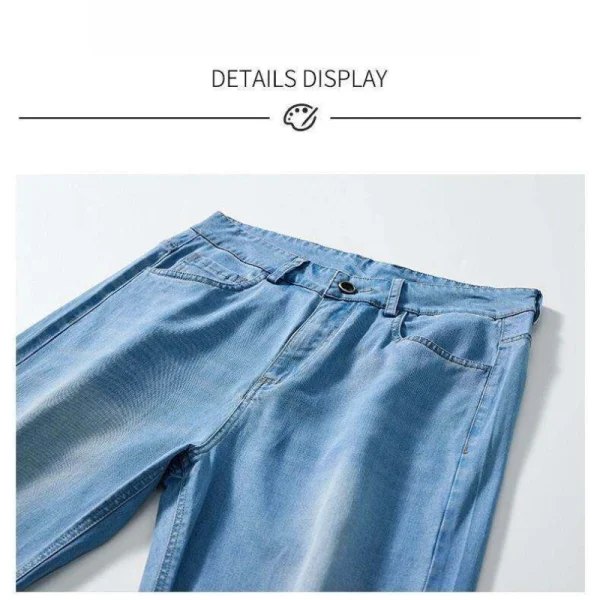Soft Washed Blue Casual Versatility Lyocell Relaxed Straight-Leg Jeans Summer Breeze Pants - Image 2