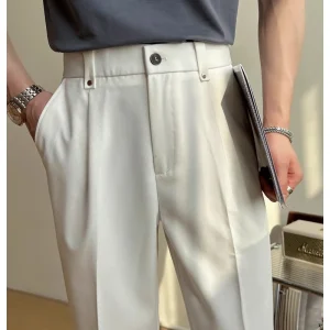 Youth Casual Versatile Slim Fit Trousers, New Men's Straight Leg Pants in Solid Colors, 2025. Dress pants for spring and summer.