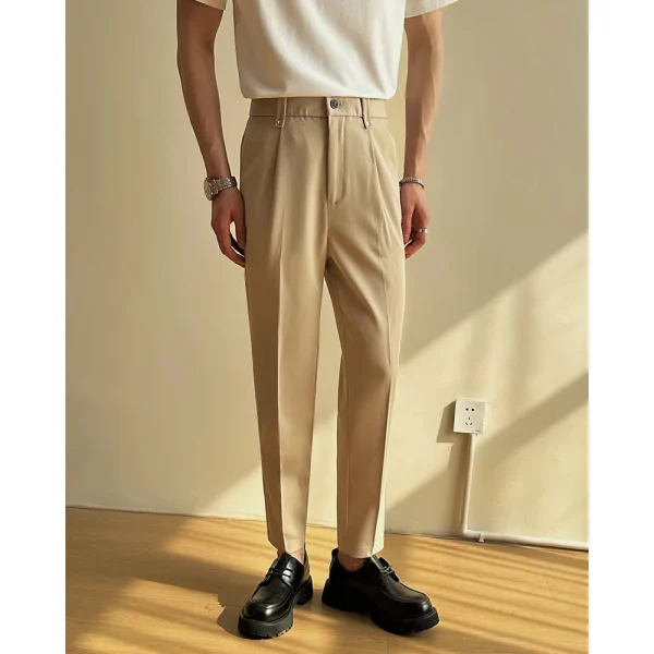 Youth Casual Versatile Slim Fit Trousers, New Men's Straight Leg Pants in Solid Colors, 2025. Dress pants for spring and summer. - Image 4