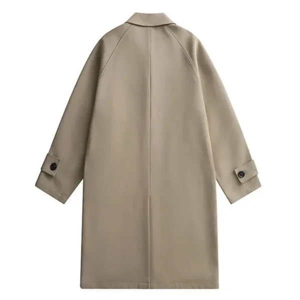 Men's Fashion Korean Style Outerwear Long Coat with Windbreaker, Casual, Loose Design, Solid Color, Spring/Autum - Image 2