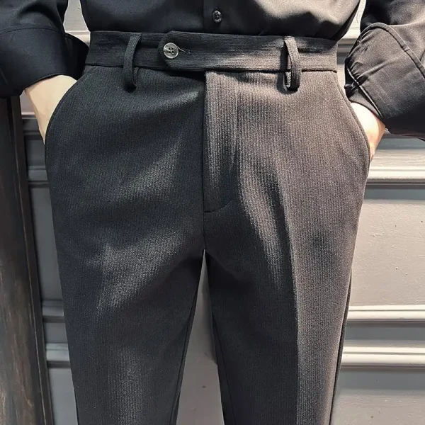 Men's Business Casual Formal Work Pants, New Commuting Slim-fit Trousers Made of Thick and Warm Wool. - Image 3