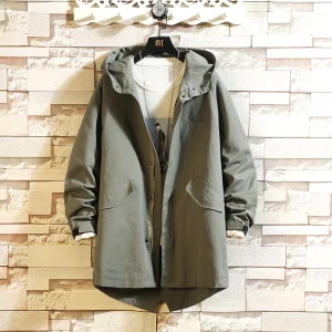 Spring 2025 Men's Windbreaker New Hooded Zipper Jackets Men's Casual Autumn Fashion Streetwear Cotton Jackets Cargo Trench Coat