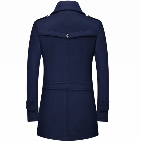 Fashion Thick Mid-Length Trench Solid Turn-Down Collar Warm Outerwear Men's Business Casual Wool Coats for Winter - Image 4