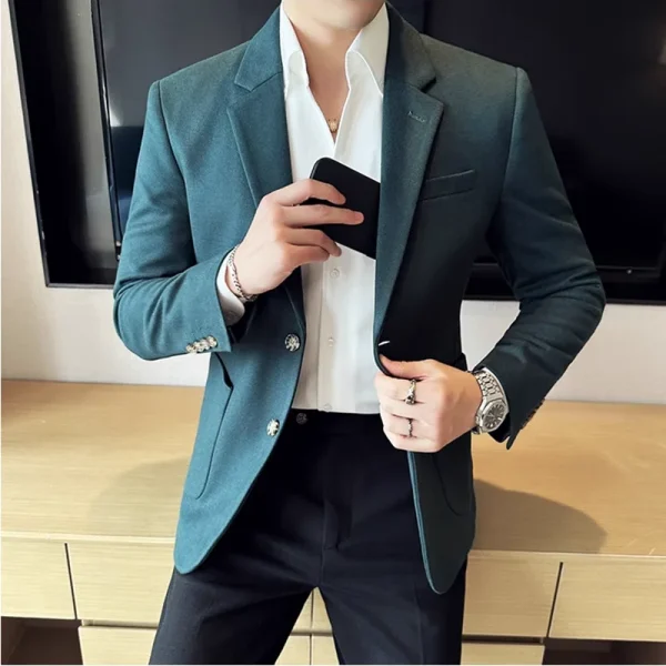 Autumn Winter New Woolen Suit Jacket Men Pinstripe Slim Fit Business Casual Suit Coat Social Wedding Tuxedo Men Clothing 4XL-M - Image 3