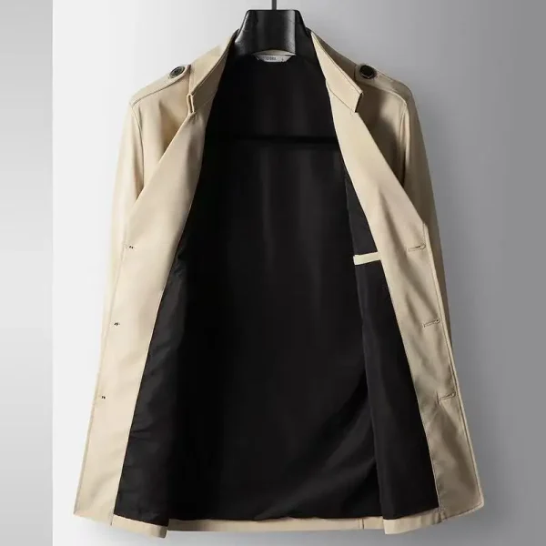 Men's Solid Business Casual Windbreaker Coats in the English Style for Spring and Autumn, Featuring a High-Quality Turn-down Collar for Everyday Wear - Image 4
