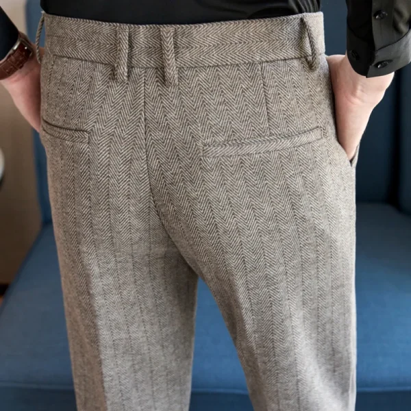 Blend of wool Superior Vertical Striped Business Casual Wool Trousers, Adaptable Slim-fit Long Pants for Everyday Wear - Image 2