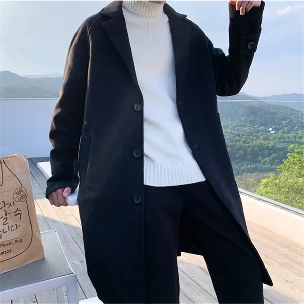 2025 Men's Japanese Streetwear Jackets, Korean Fashion Winter Jackets, Wool Coats, and Oversized Harajuku Overcoats