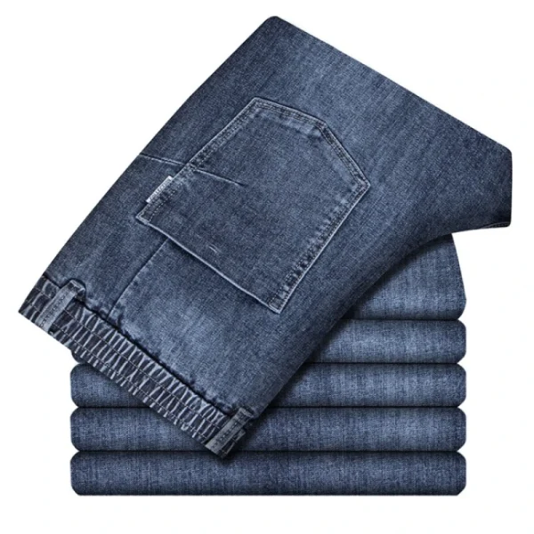 Comfortable Cotton Blend Jeans for Men with an Elastic Waistband: Casual Fit, Sturdy Denim, Ideal for Daily Wear - Image 2
