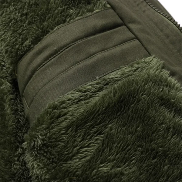 Winter Men's Solid Fleece Long Casual Outwear Coats with Multiple Pockets, Windbreaker, and Cotton Cargo Jacket - Image 6