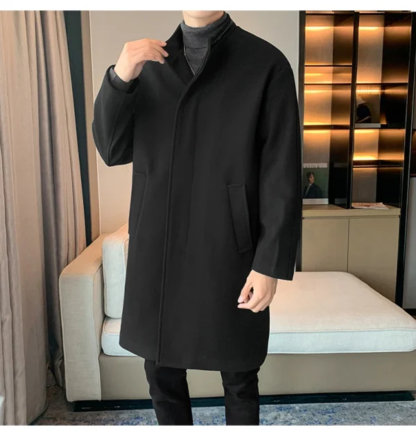 Fashion Korean Men's Jackets and Outerwear 2025 Autumn Winter Men Long Coat Windbreaker Casual Loose Solid Color Trench Men - Image 7