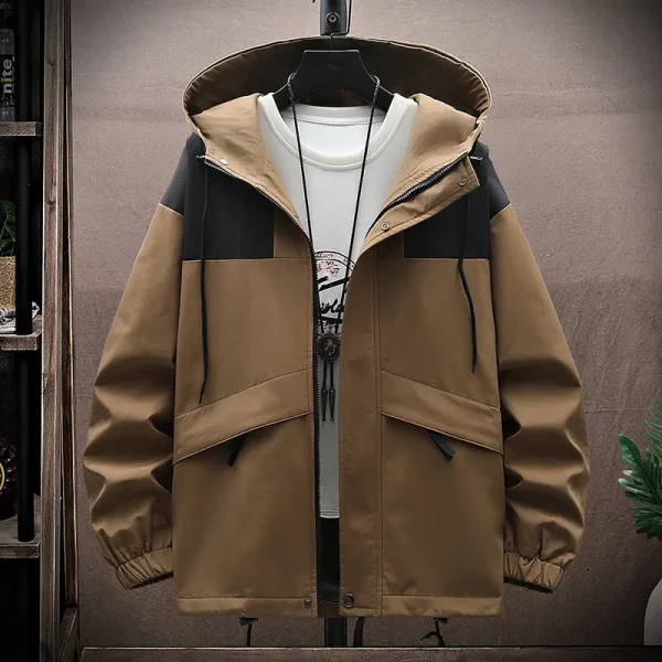 Men's Fashion Patchwork Casual Outerwear Coats Male Waterproof Jackets Dopshipping Plus Size 2025 Spring Hooded Windbreak Jackets - Image 4