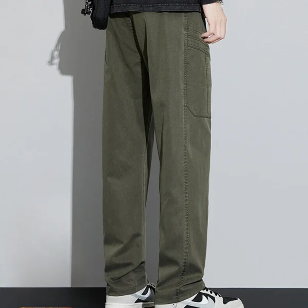 New Arrivals for Spring and Fall: Solid Color Stretchable Waist Loose Casual Men's Straight Leg Pants - Image 4