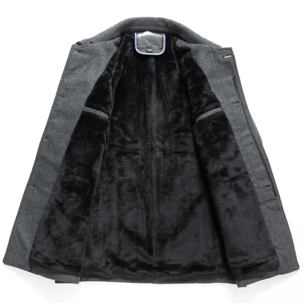 New Men's Cashmere Trench Coats, Warm Winter Fleece Coats, and High-Quality Solid Men's Business Casual Wool Outwear - Image 3