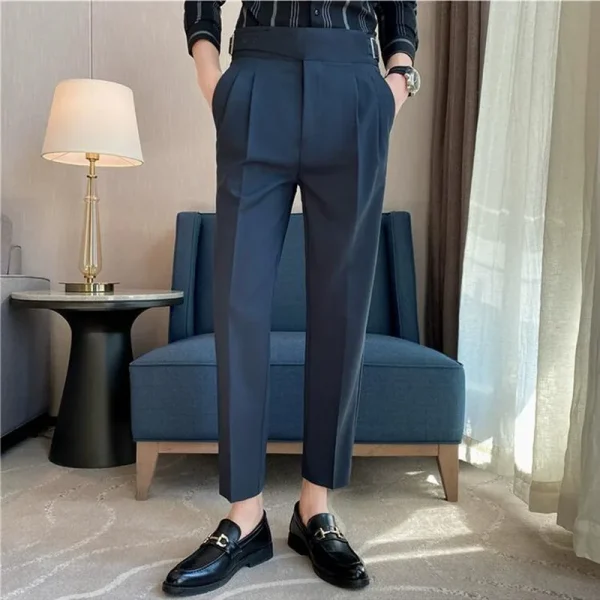 The British Way Suit pants with a high waist Elegant Social Party Dress Trousers with a Classic Belt Design Slim Fit Casual Pants for Formal Business - Image 6