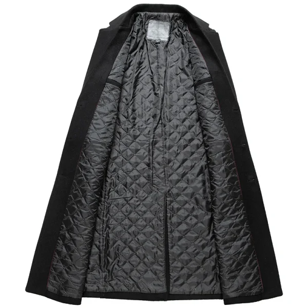 Men's Fashion Woolen Coats, Solid Turn-Down Collar, Thick Wool Trench Jacket, and New Autumn/Winter Long Wool Blends - Image 3