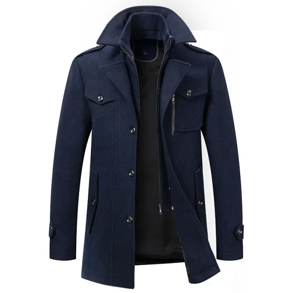 Premium Fall/Winter Coats for Men's Business Casual, Turn-down Collar, Trench, and Warm Wool Coats in Plus Size - Image 6