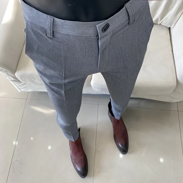 2025 Summer Fashion Slim Fit Solid Color Formal Business Social Office Length Men's Casual Suit Pants Men's Clothes - Image 3