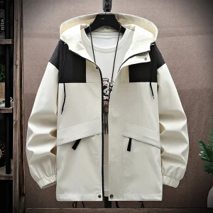 Men's Fashion Patchwork Casual Outerwear Coats Male Waterproof Jackets Dopshipping Plus Size 2025 Spring Hooded Windbreak Jackets