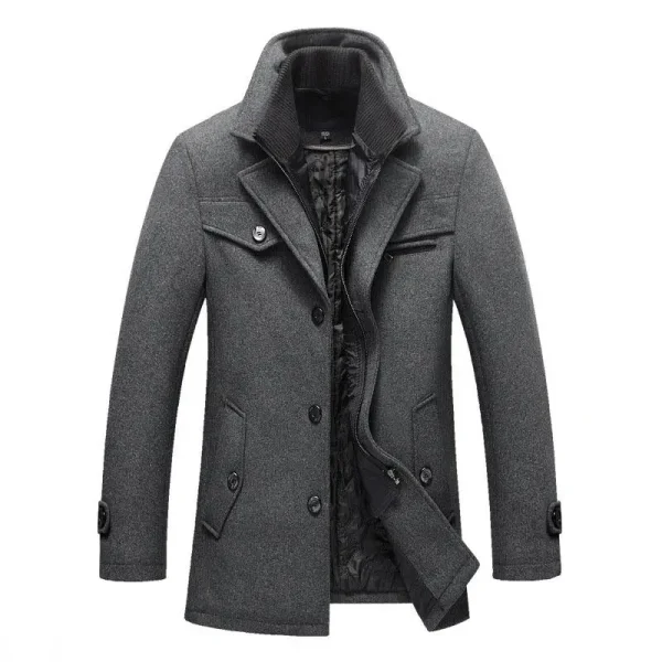 Men's Casual Warm Outerwear Jacket & Coat, New Winter Wool Slim Fit Jackets, Men's Pea Coat - Image 3