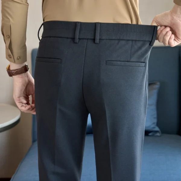 Excellent men's business casual slim-fitting trousers made of wool for everyday use in the fall and winter of 2024. - Image 4