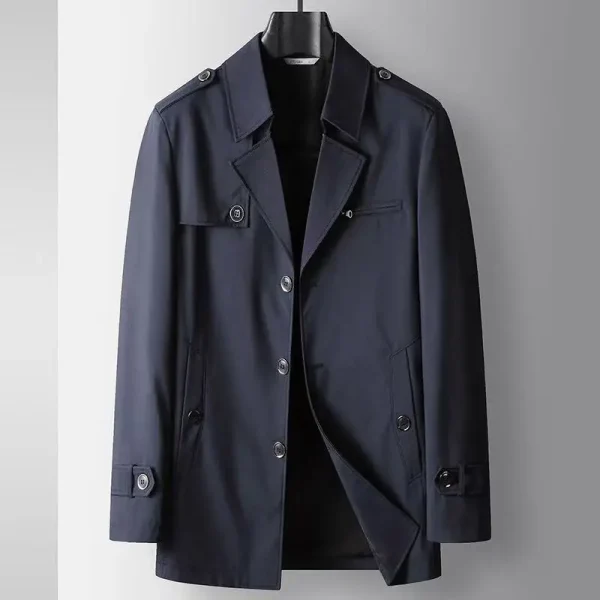 Men's Solid Business Casual Windbreaker Coats in the English Style for Spring and Autumn, Featuring a High-Quality Turn-down Collar for Everyday Wear - Image 5