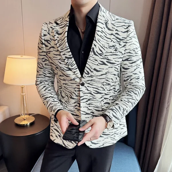 Vintage Leopard Print Men's Fashion Slim-Fit Business Suit Jackets Premium Social Party Blazers Tuxedo - Image 6
