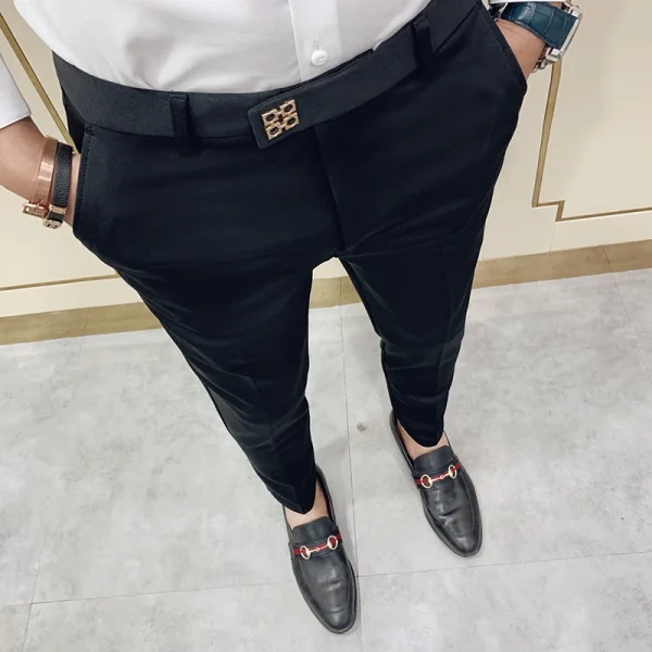 Formal Slim Fit Business Office Wedding Length Men's Casual Suit Pants in Solid Colors, Spring/Summer 2025 - Image 2