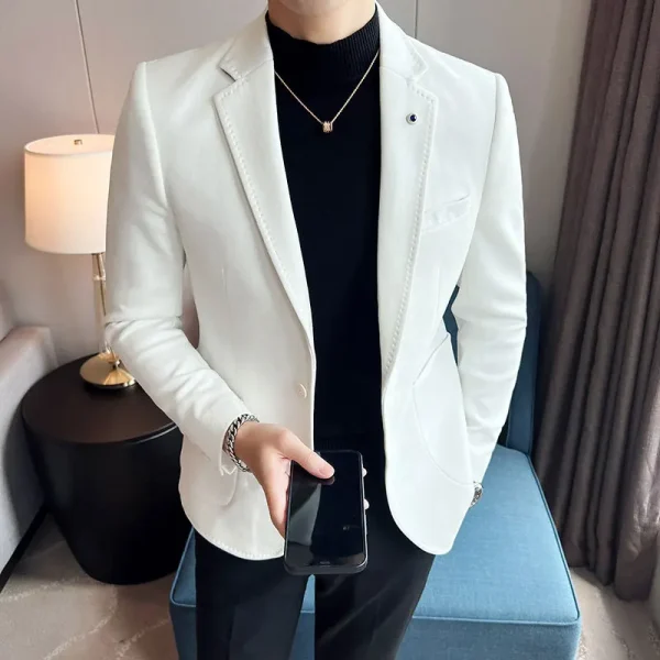 High Quality Suede Suit Jacket Men Luxury Business Slim Fi Casual Blazer Formal Social Party Wedding Tuxedo Men's clothing 4XL-M - Image 2