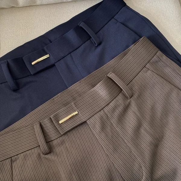 2025 Spring Fashion Striped Suit Pants for Men Korean Stylish Slim-Fit Tight Trousers for Men's Social Casual, Business, and Office Wear - Image 5