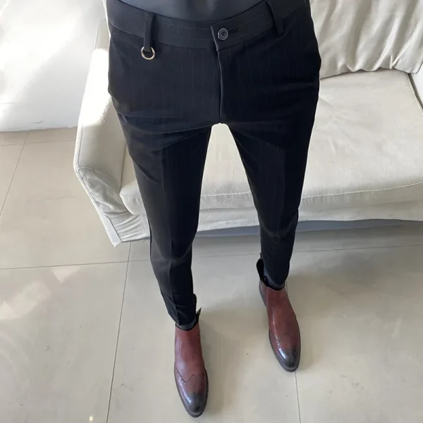 Stretch Slim Formal Trousers Men's Fashion Casual Business Office Dress Pants Men's Striped Suit Trousers 2025 Spring New - Image 2