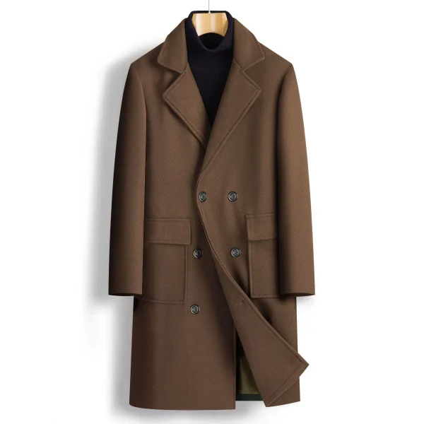 Men's Double Breasted Solid Color Business Casual Mid-Length Outwear Men's England Style Trench, New Autumn/Winter - Image 5