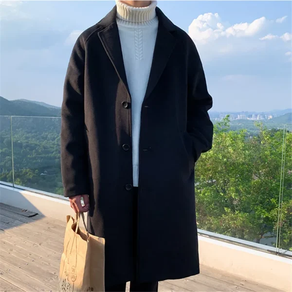 2025 Men's Japanese Streetwear Jackets, Korean Fashion Winter Jackets, Wool Coats, and Oversized Harajuku Overcoats - Image 2